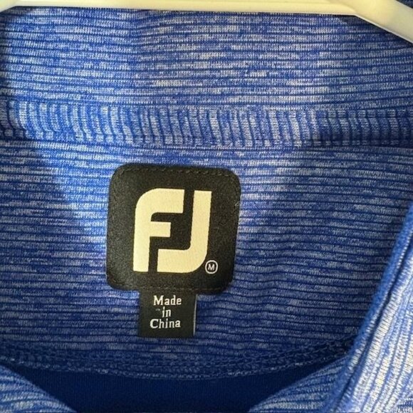 FootJoy Pullover Mens Medium Blue Heather Quarter Zip Golf Chest Pocket FJ Logo - Picture 3 of 8